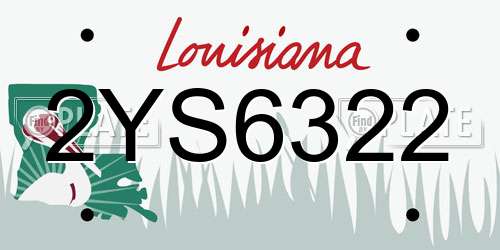 2YS6322 Louisiana License Plate