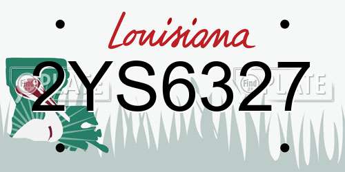 2YS6327 Louisiana License Plate
