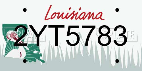 2YT5783 Louisiana License Plate