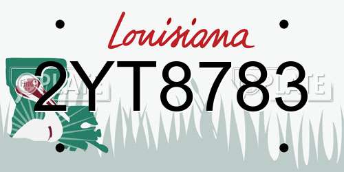 2YT8783 Louisiana License Plate