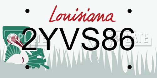2YVS86 Louisiana License Plate