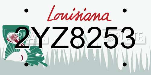 2YZ8253 Louisiana License Plate