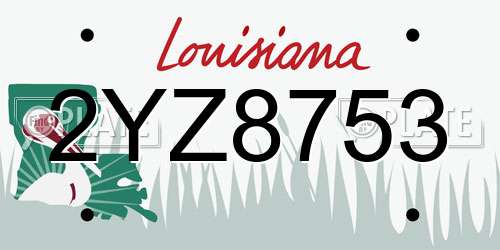 2YZ8753 Louisiana License Plate