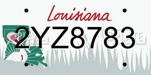 2YZ8783 Louisiana License Plate