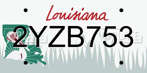 2YZB753 Louisiana License Plate
