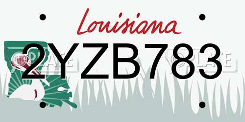 2YZB783 Louisiana License Plate