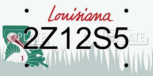 2Z12S5 Louisiana License Plate