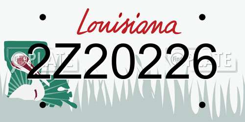 2Z20226 Louisiana License Plate