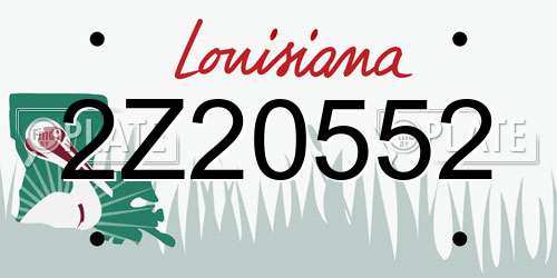 2Z20552 Louisiana License Plate