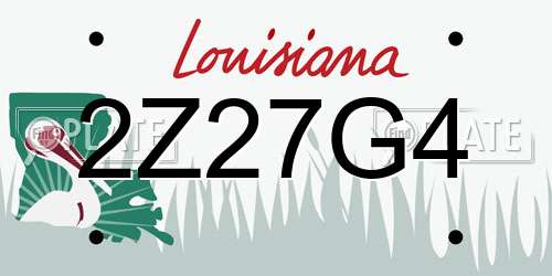 2Z27G4 Louisiana License Plate