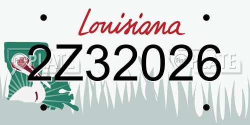 2Z32026 Louisiana License Plate
