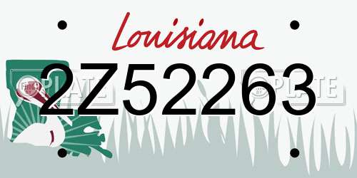 2Z52263 Louisiana License Plate