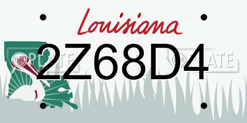 2Z68D4 Louisiana License Plate