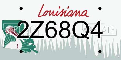 2Z68Q4 Louisiana License Plate