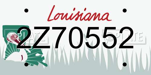 2Z70552 Louisiana License Plate