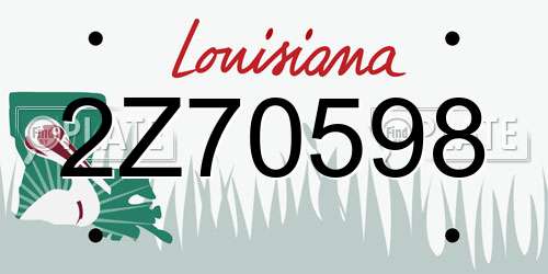 2Z70598 Louisiana License Plate