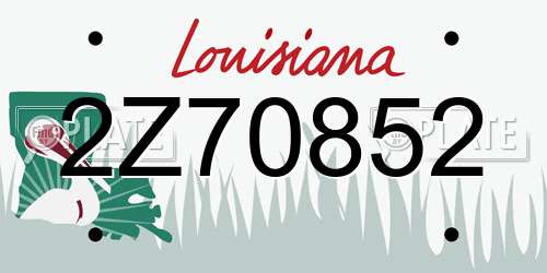 2Z70852 Louisiana License Plate