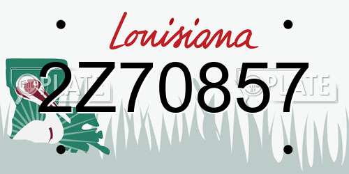 2Z70857 Louisiana License Plate
