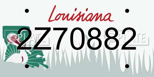 2Z70882 Louisiana License Plate