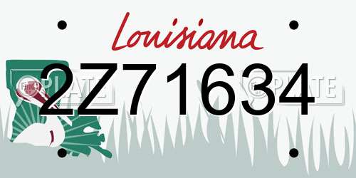2Z71634 Louisiana License Plate