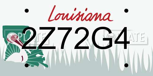 2Z72G4 Louisiana License Plate