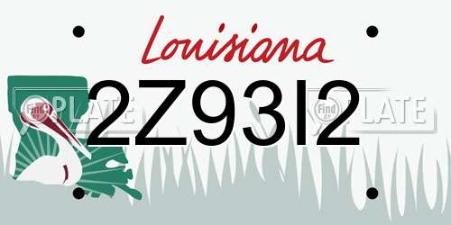 2Z93I2 Louisiana License Plate