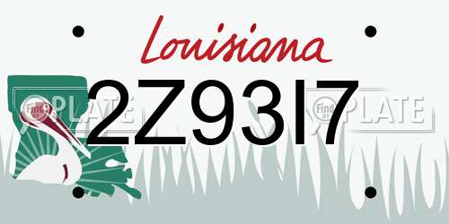 2Z93I7 Louisiana License Plate
