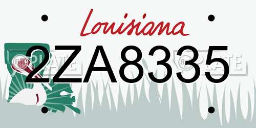 2ZA8335 Louisiana License Plate