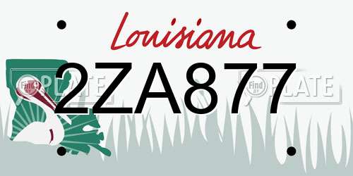 2ZA877 Louisiana License Plate