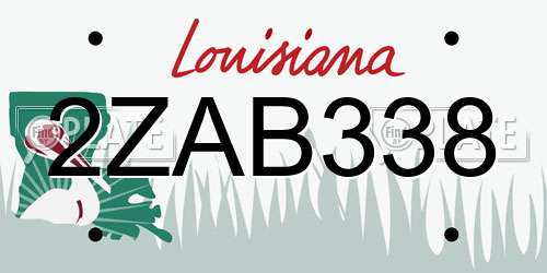 2ZAB338 Louisiana License Plate