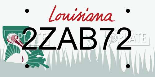 2ZAB72 Louisiana License Plate