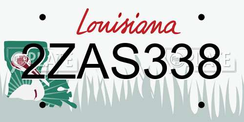 2ZAS338 Louisiana License Plate