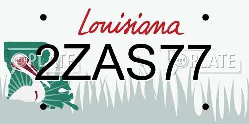 2ZAS77 Louisiana License Plate