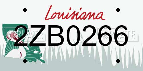 2ZB0266 Louisiana License Plate