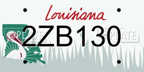 2ZB130 Louisiana License Plate