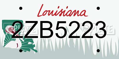 2ZB5223 Louisiana License Plate
