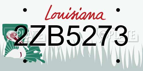 2ZB5273 Louisiana License Plate