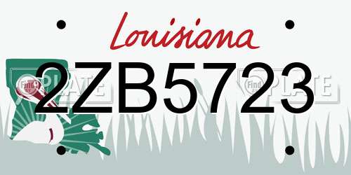 2ZB5723 Louisiana License Plate