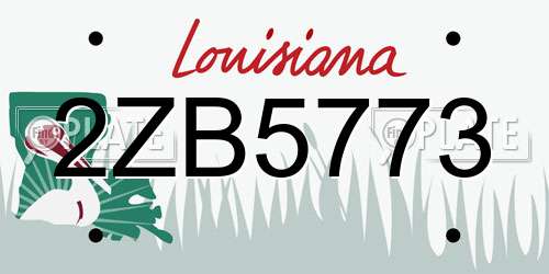 2ZB5773 Louisiana License Plate