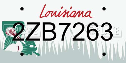 2ZB7263 Louisiana License Plate