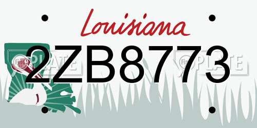 2ZB8773 Louisiana License Plate