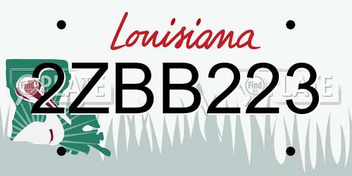 2ZBB223 Louisiana License Plate