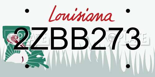 2ZBB273 Louisiana License Plate