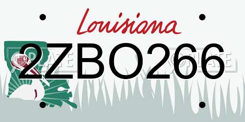 2ZBO266 Louisiana License Plate
