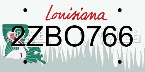 2ZBO766 Louisiana License Plate