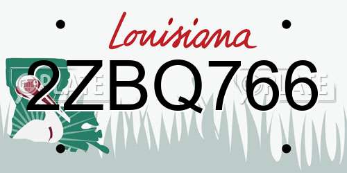 2ZBQ766 Louisiana License Plate
