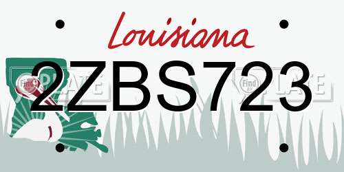 2ZBS723 Louisiana License Plate