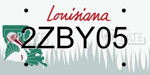 2ZBY05 Louisiana License Plate