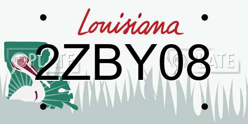 2ZBY08 Louisiana License Plate