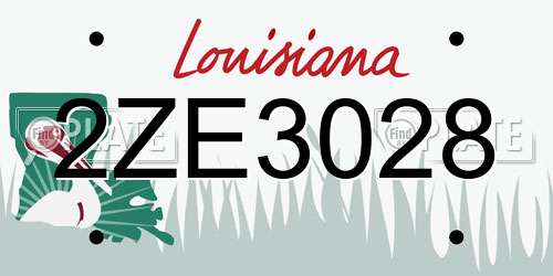 2ZE3028 Louisiana License Plate